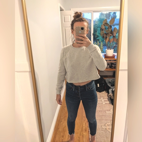 Grey gray mwl Madewell sweater cropped - Picture 2 of 5